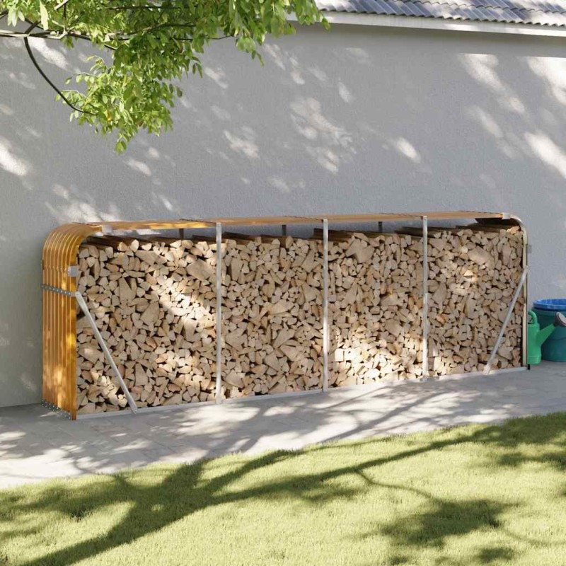 vidaXL Ξυλοθήκη Ξύλινη Όψη 300x45x100 εκ. από Γαλβανισμένο Ατσάλι