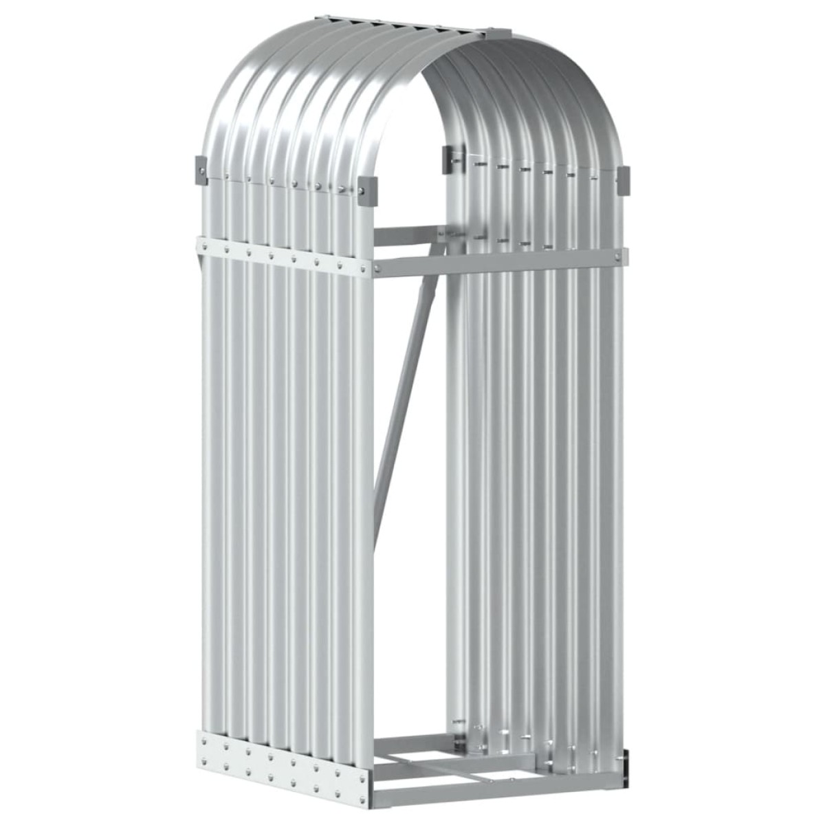 vidaXL Ξυλοθήκη Ασημί 40x45x100 εκ. από Γαλβανισμένο Ατσάλι