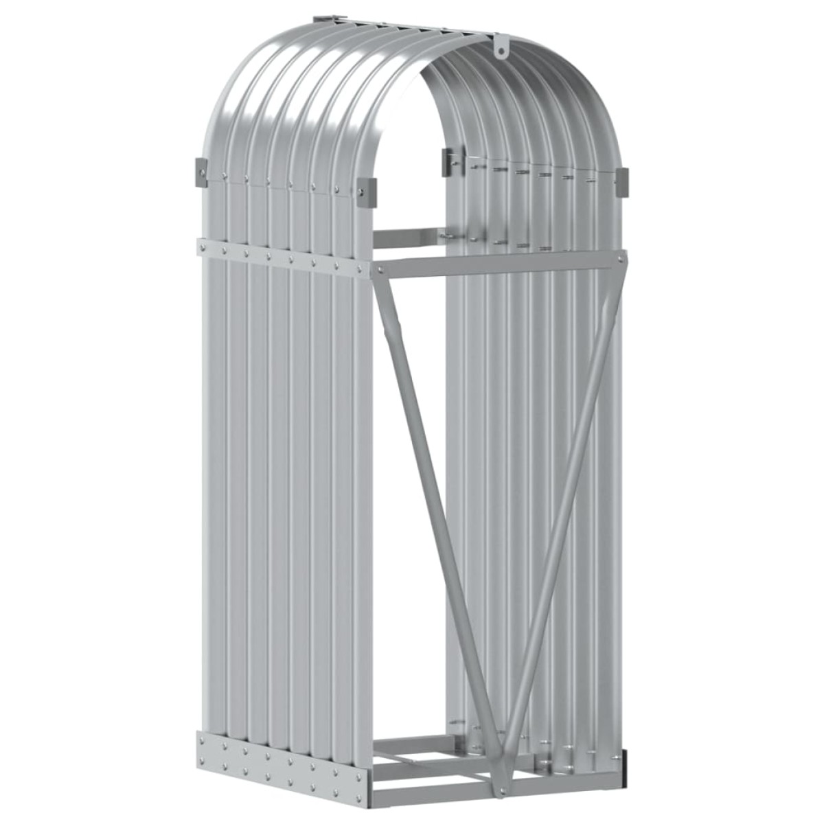 vidaXL Ξυλοθήκη Ασημί 40x45x100 εκ. από Γαλβανισμένο Ατσάλι