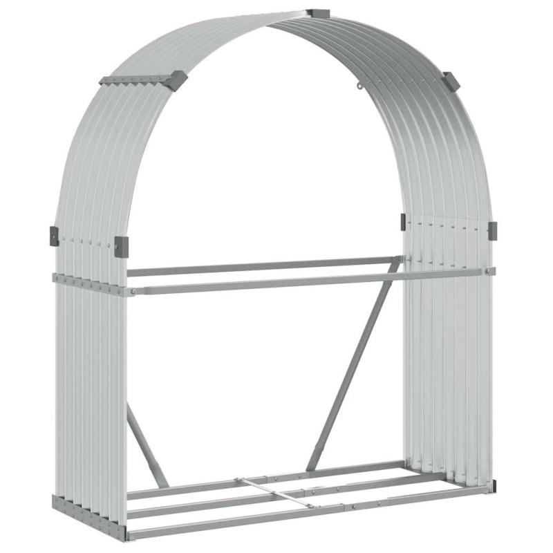 vidaXL Ξυλοθήκη Ασημί 120x45x140 εκ. από Γαλβανισμένο Ατσάλι