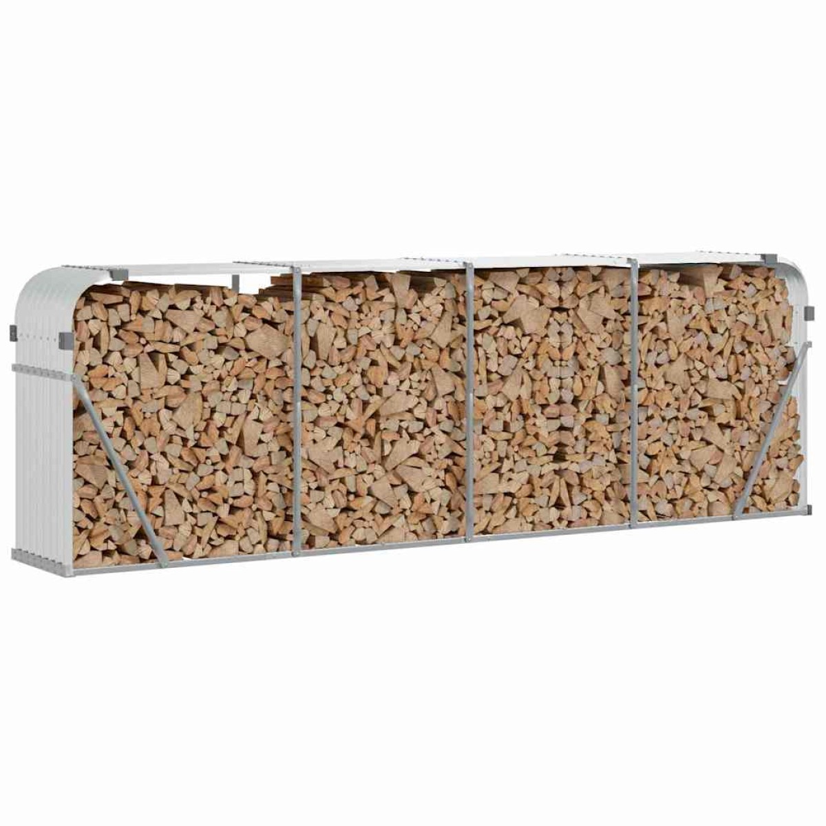 vidaXL Ξυλοθήκη Ασημί 300x45x100 εκ. από Γαλβανισμένο Ατσάλι