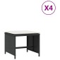 vidaXL Σκαμπό Κήπου 4 τεμ. Μαύρα 41x41x36 Συνθετικό Ρατάν με Μαξιλάρια