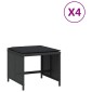 vidaXL Σκαμπό Κήπου 4 τεμ. Μαύρα 41x41x36 Συνθετικό Ρατάν με Μαξιλάρια