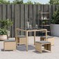 vidaXL Σκαμπό Κήπου 4 τεμ Μικτό Μπεζ 41x41x36 εκ Συνθ. Ρατάν+Μαξιλάρια