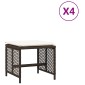 vidaXL Σκαμπό Κήπου 4 τεμ. Καφέ 41x41x36 εκ. Συνθ. Ρατάν με Μαξιλάρια