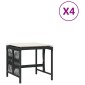 vidaXL Σκαμπό Κήπου 4 τεμ. Μαύρα 41x41x36 Συνθετικό Ρατάν με Μαξιλάρια
