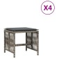 vidaXL Σκαμπό Κήπου 4 τεμ. Γκρι 41x41x36 Συνθετικό Ρατάν με Μαξιλάρια