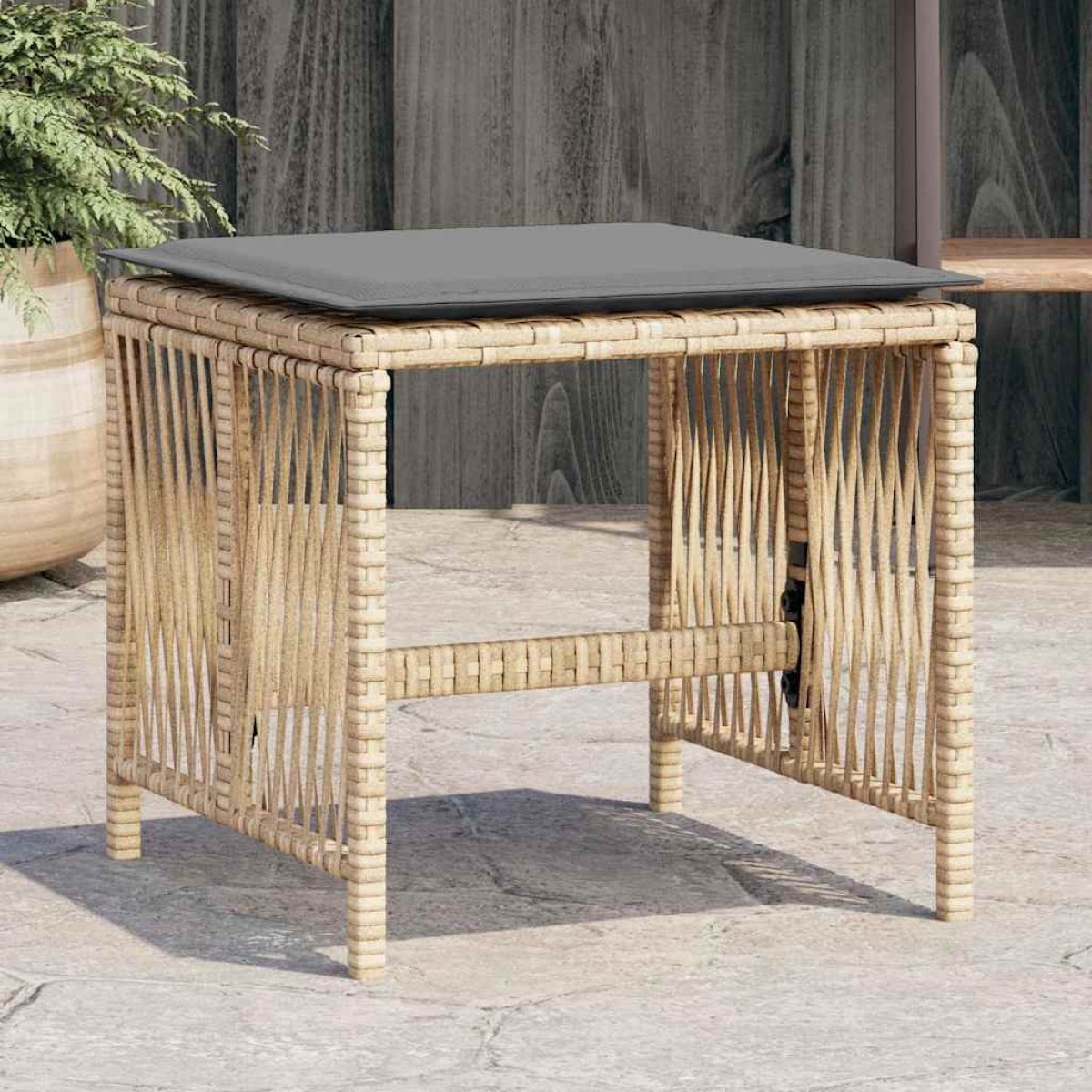 vidaXL Σκαμπό Κήπου 4 τεμ Μικτό Μπεζ 41x41x36 εκ Συνθ. Ρατάν+Μαξιλάρια