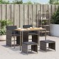 vidaXL Σετ Τραπεζαρίας Κήπου 5 τεμ. Γκρι Συνθ. Ρατάν με Μαξιλάρια