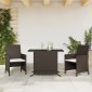 vidaXL Σετ Επίπλων Bistro 3 τεμ. Καφέ Συνθετικό Ρατάν με Μαξιλάρια