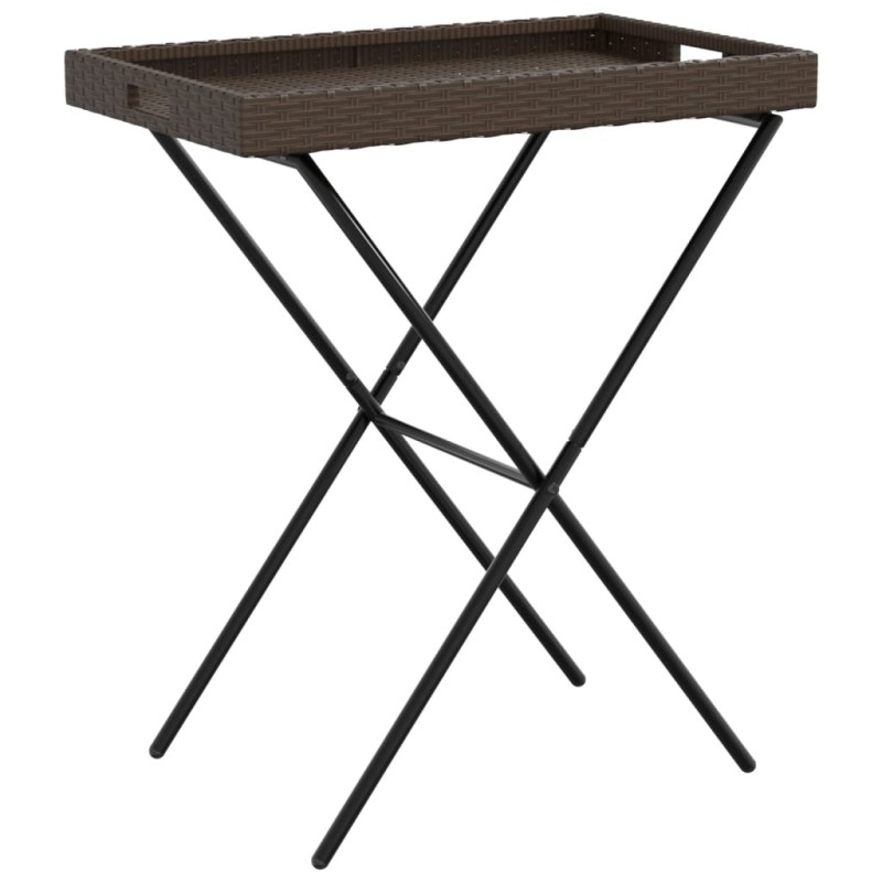 vidaXL Τραπέζι Δίσκος Πτυσσόμενο Καφέ 65x40x75 εκ. Συνθετικό Ρατάν