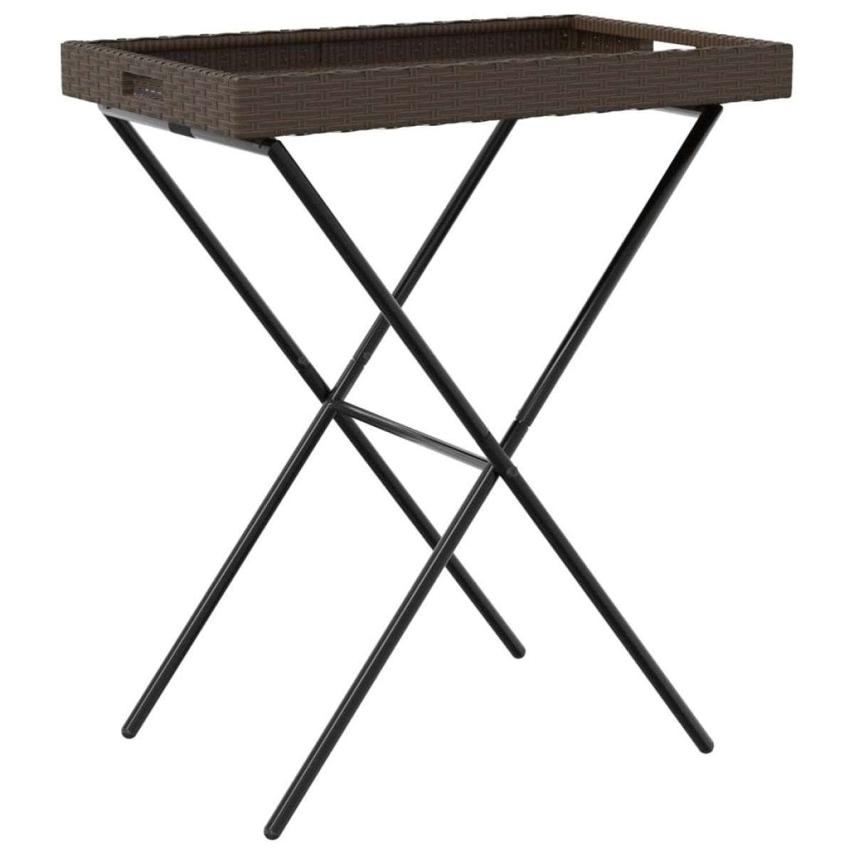 vidaXL Τραπέζι Δίσκος Πτυσσόμενο Καφέ 65x40x75 εκ. Συνθετικό Ρατάν