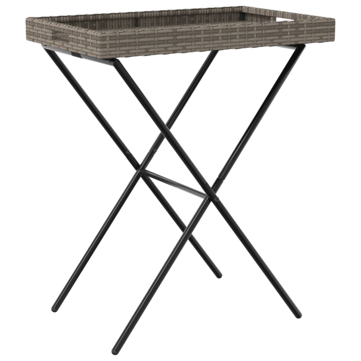 vidaXL Τραπέζι Δίσκος Πτυσσόμενο Γκρι 65x40x75 εκ. Συνθετικό Ρατάν