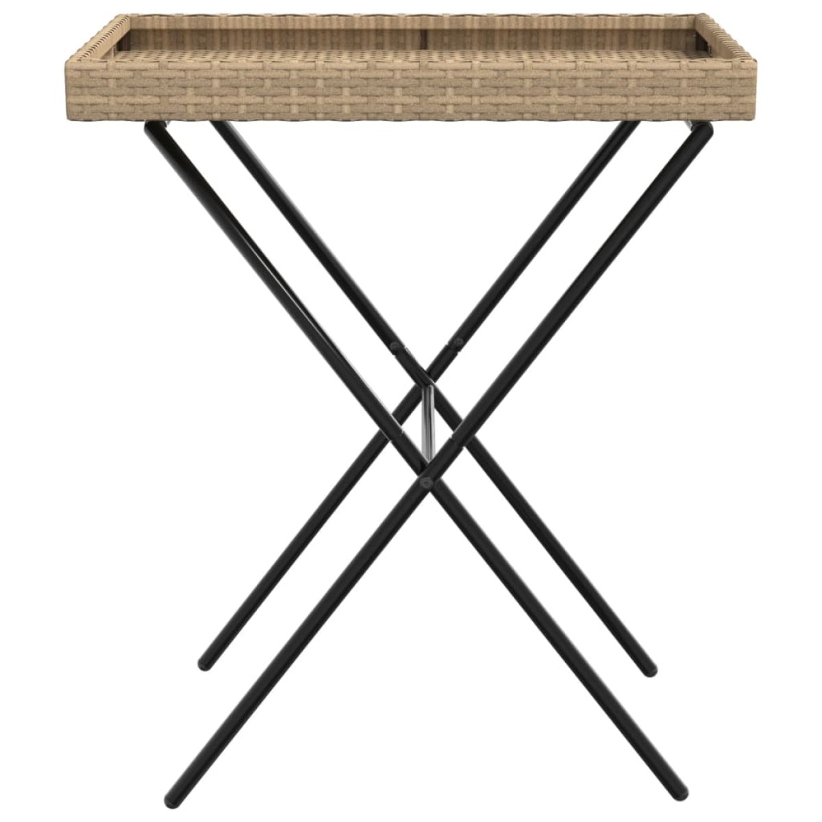 vidaXL Τραπέζι Δίσκος Πτυσσόμενο Μπεζ 65x40x75 εκ. Συνθετικό Ρατάν