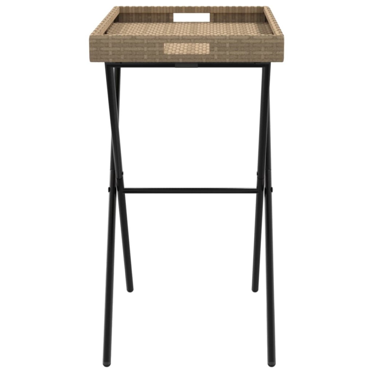 vidaXL Τραπέζι Δίσκος Πτυσσόμενο Μπεζ 65x40x75 εκ. Συνθετικό Ρατάν