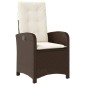 vidaXL Σετ Επίπλων Bistro 3 τεμ. Καφέ Συνθετ. Ρατάν με Μαξιλάρια