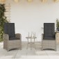 vidaXL Σετ Επίπλων Bistro 3 τεμ Γκρι Συνθετικό Ρατάν με Μαξιλάρια