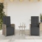 vidaXL Σετ Επίπλων Bistro 3 τεμ Γκρι Συνθετικό Ρατάν με Μαξιλάρια