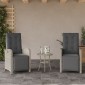 vidaXL Σετ Επίπλων Bistro 3 τεμ. Αν. Γκρι Συνθετικό Ρατάν με Μαξιλάρια
