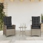 vidaXL Σετ Επίπλων Bistro 3 τεμ Γκρι Συνθετικό Ρατάν με Μαξιλάρια