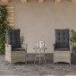 vidaXL Σετ Επίπλων Bistro 3 τεμ. Αν. Γκρι Συνθετικό Ρατάν με Μαξιλάρια