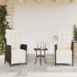 vidaXL Σετ Επίπλων Bistro 3 τεμ. Καφέ Συνθετικό Ρατάν με Μαξιλάρια