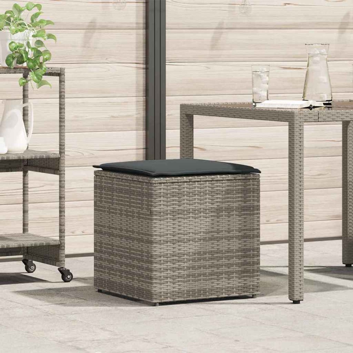 vidaXL Κουτί Μαξιλαριών Γκρι 50 x 50 x 50 cm συνθετικό ρατάν