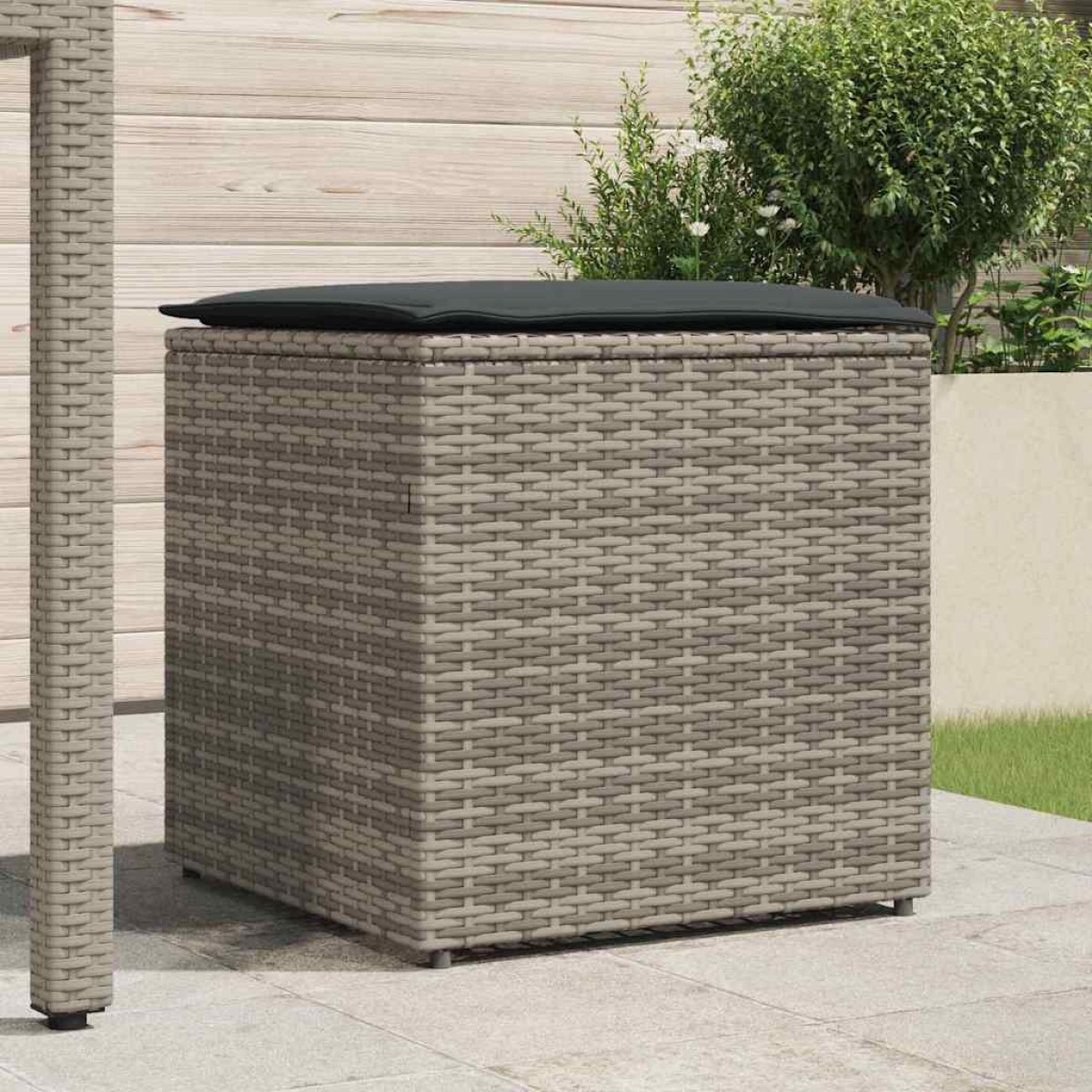vidaXL Κουτί Μαξιλαριών Γκρι 50 x 50 x 50 cm συνθετικό ρατάν