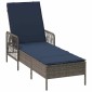 vidaXL Ξαπλώστρα συνθετικό ρατάν Γκρι και Navy Blue