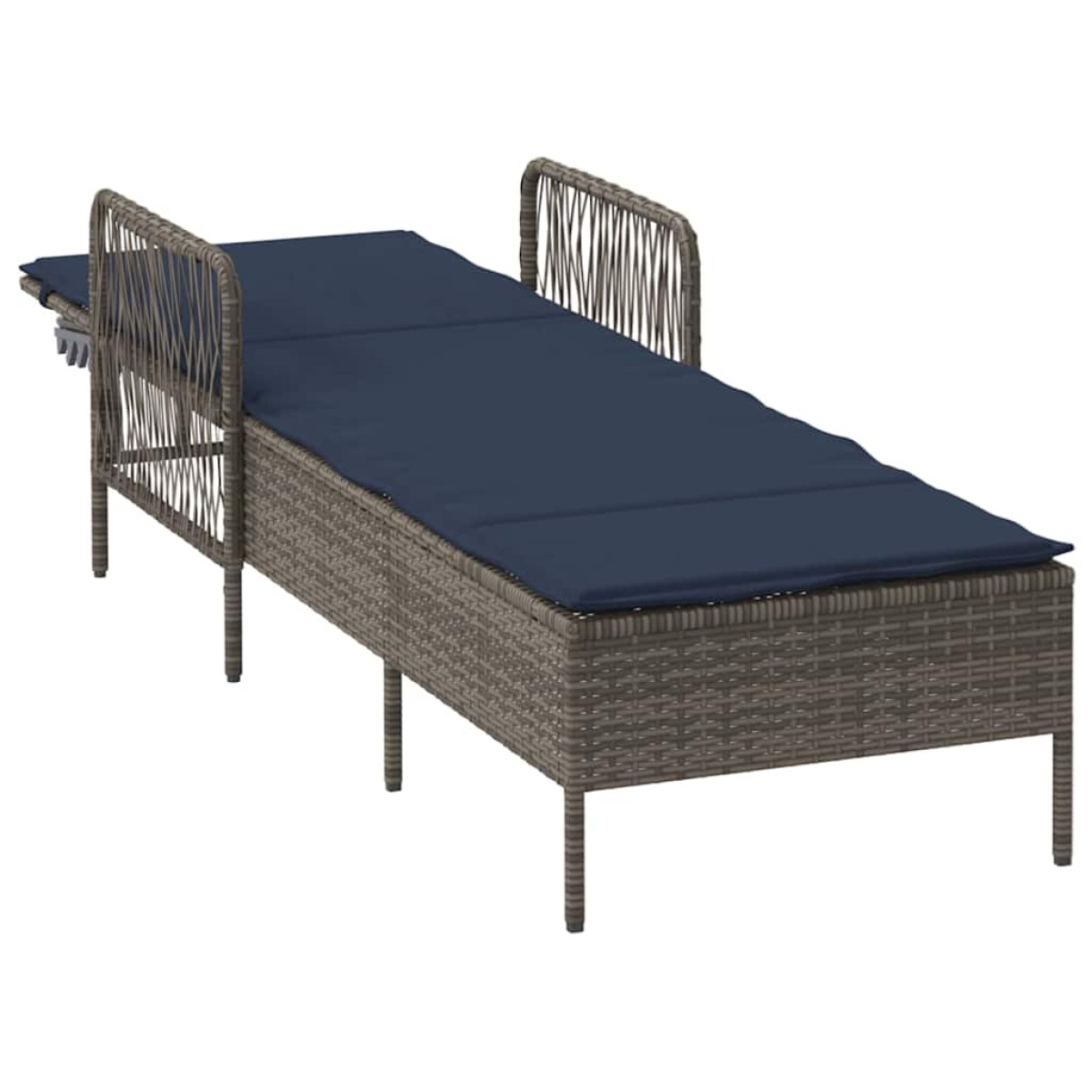 vidaXL Ξαπλώστρα συνθετικό ρατάν Γκρι και Navy Blue