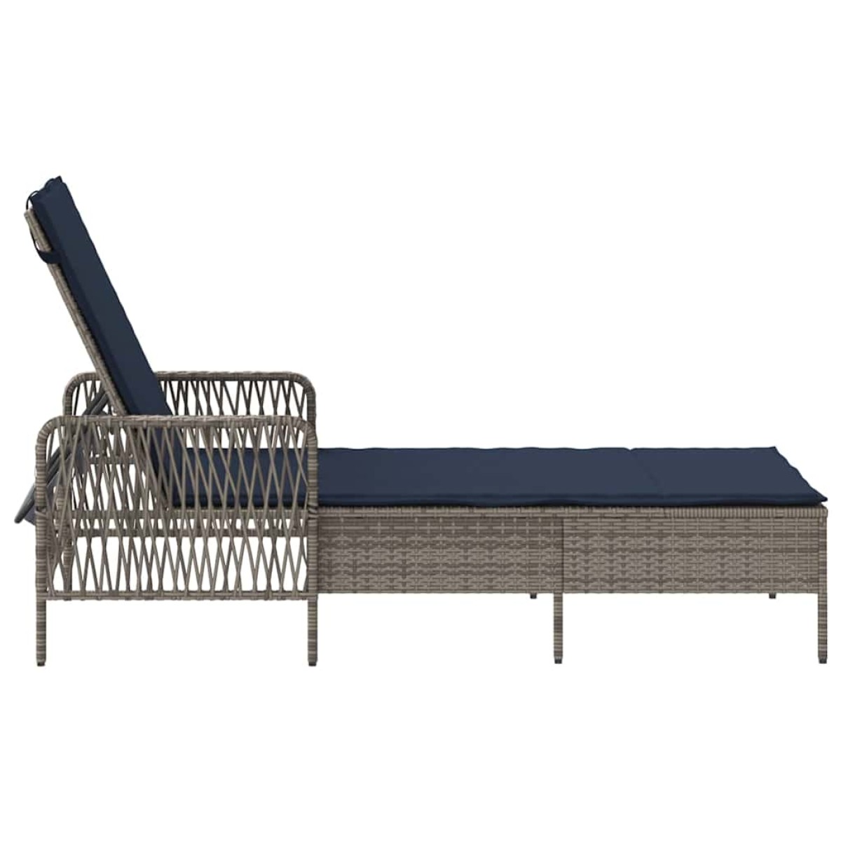 vidaXL Ξαπλώστρα συνθετικό ρατάν Γκρι και Navy Blue