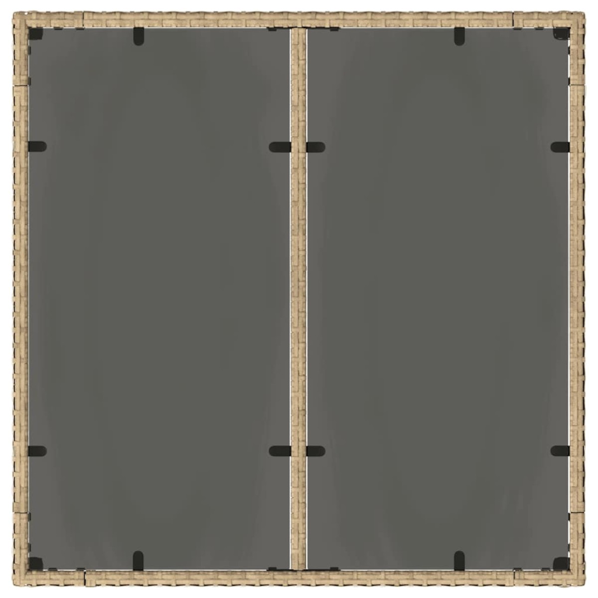 vidaXL Τραπέζι Κήπου Γυάλινη Επιφάνεια Μπεζ 90x90x75 εκ. Συνθ. Ρατάν