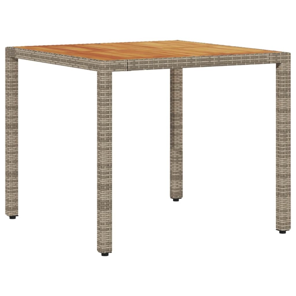 vidaXL Τραπέζι Κήπου Επιφάνεια Ακακίας Γκρι 90x90x75 εκ. Συνθ. Ρατάν