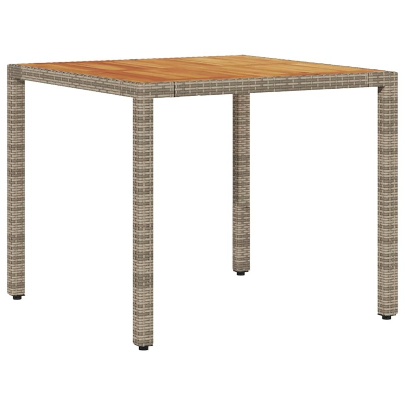 vidaXL Τραπέζι Κήπου Επιφάνεια Ακακίας Γκρι 90x90x75 εκ. Συνθ. Ρατάν