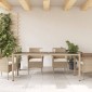 vidaXL Τραπέζι Κήπου με Γυάλινη Επιφάνεια Μπεζ 190x90x75 εκ Ρατάν