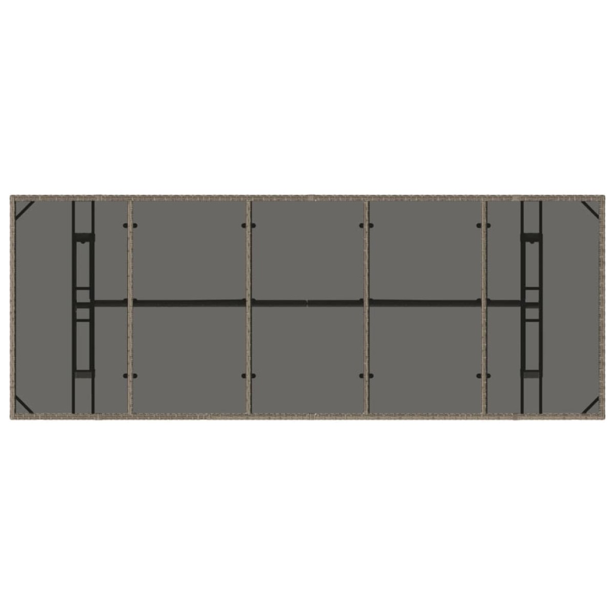 vidaXL Τραπέζι Κήπου με Γυάλινη Επιφάνεια Γκρι 240x90x75 εκ Συνθ Ρατάν