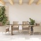 vidaXL Τραπέζι Κήπου Γυάλινη Επιφάνεια Μπεζ 190x80x75 εκ. Συνθ. Ρατάν