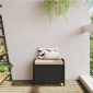 vidaXL Υποπόδιο Κήπου Μαύρο 58x46x46 εκ. Συνθετικό Ρατάν με Μαξιλάρι