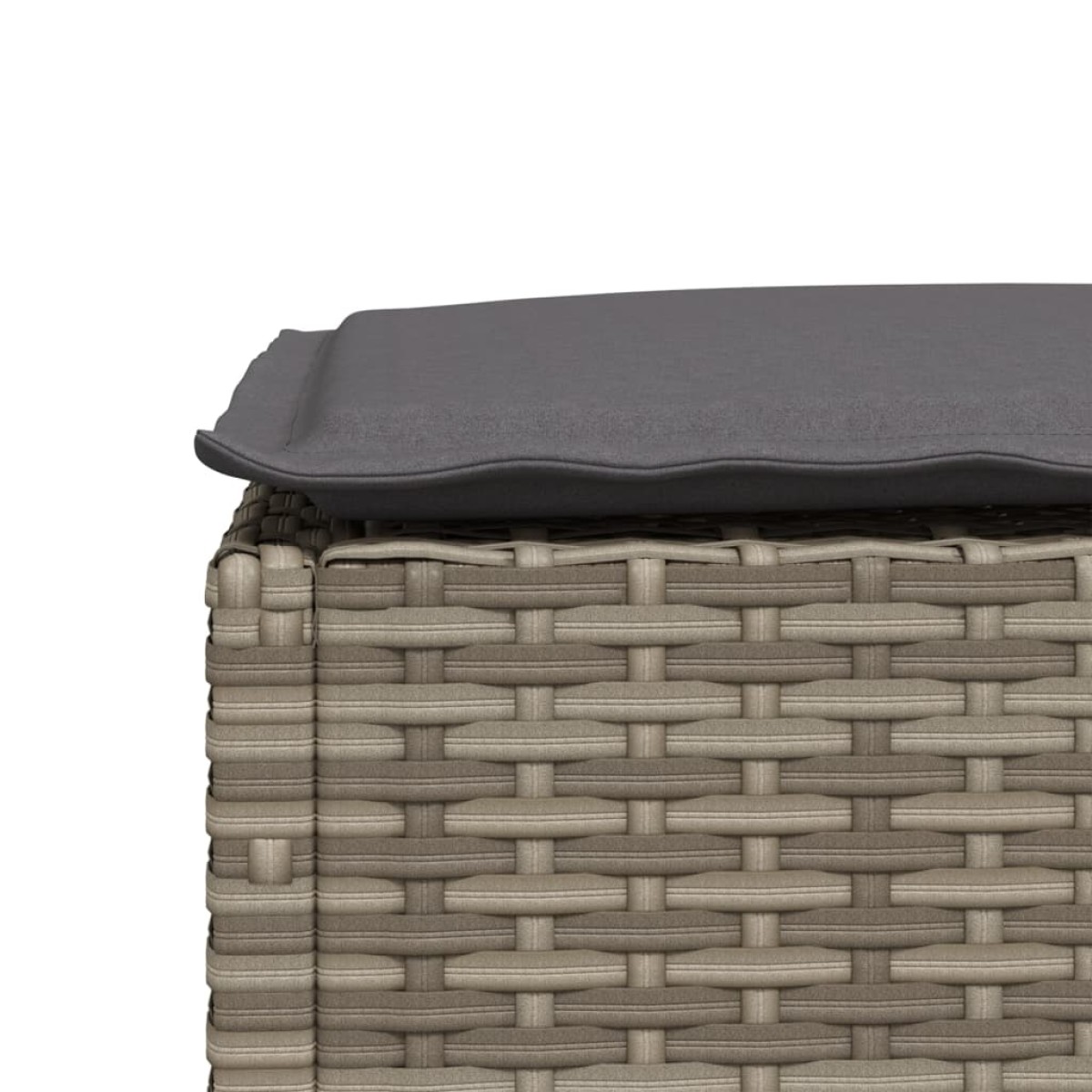 vidaXL Υποπόδιο Κήπου Γκρι 63,5x56x32 εκ. Συνθετικό Ρατάν με Μαξιλάρι
