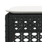 vidaXL Υποπόδιο Κήπου Μαύρο 63,5x56x32 εκ. Συνθετικό Ρατάν με Μαξιλάρι