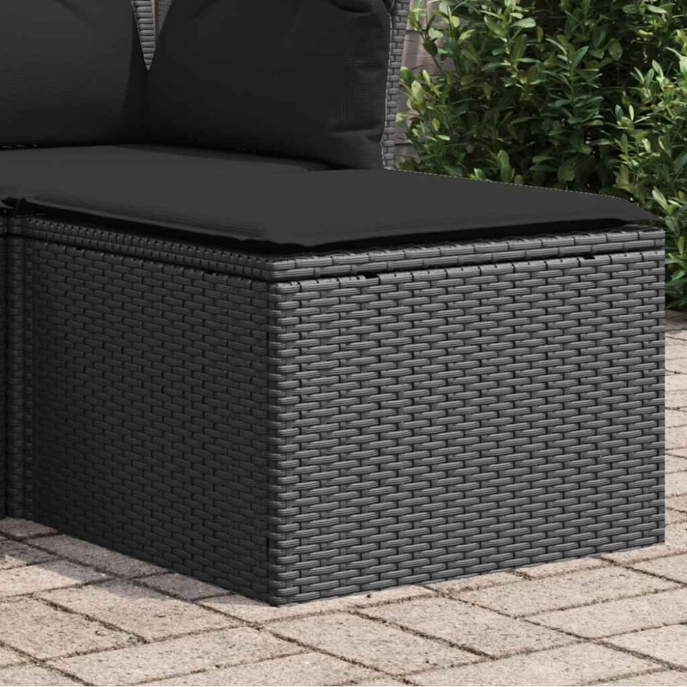 vidaXL Σκαμπό Κήπου με Μαξιλάρι Μαύρο 55x55x37 εκ. από Συνθετικό Ρατάν