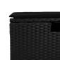 vidaXL Υποπόδιο Κήπου Μαύρο 55x55x37 εκ. Συνθετικό Ρατάν με Μαξιλάρι