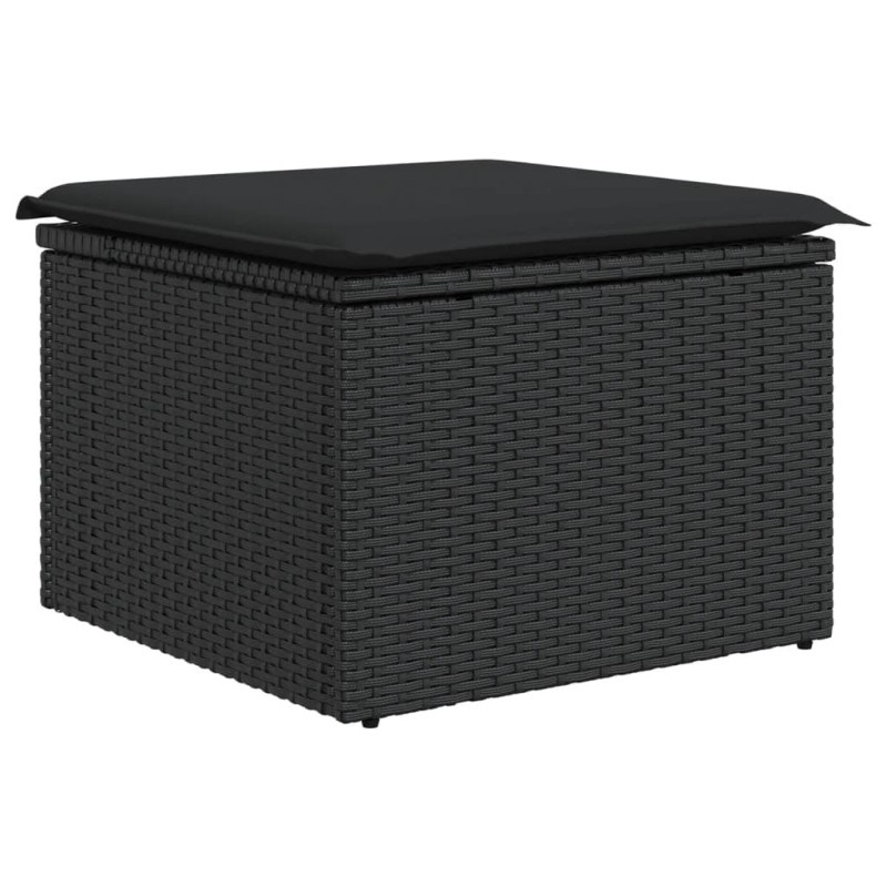 vidaXL Σκαμπό Κήπου με Μαξιλάρι Μαύρο 55x55x37 εκ. από Συνθετικό Ρατάν