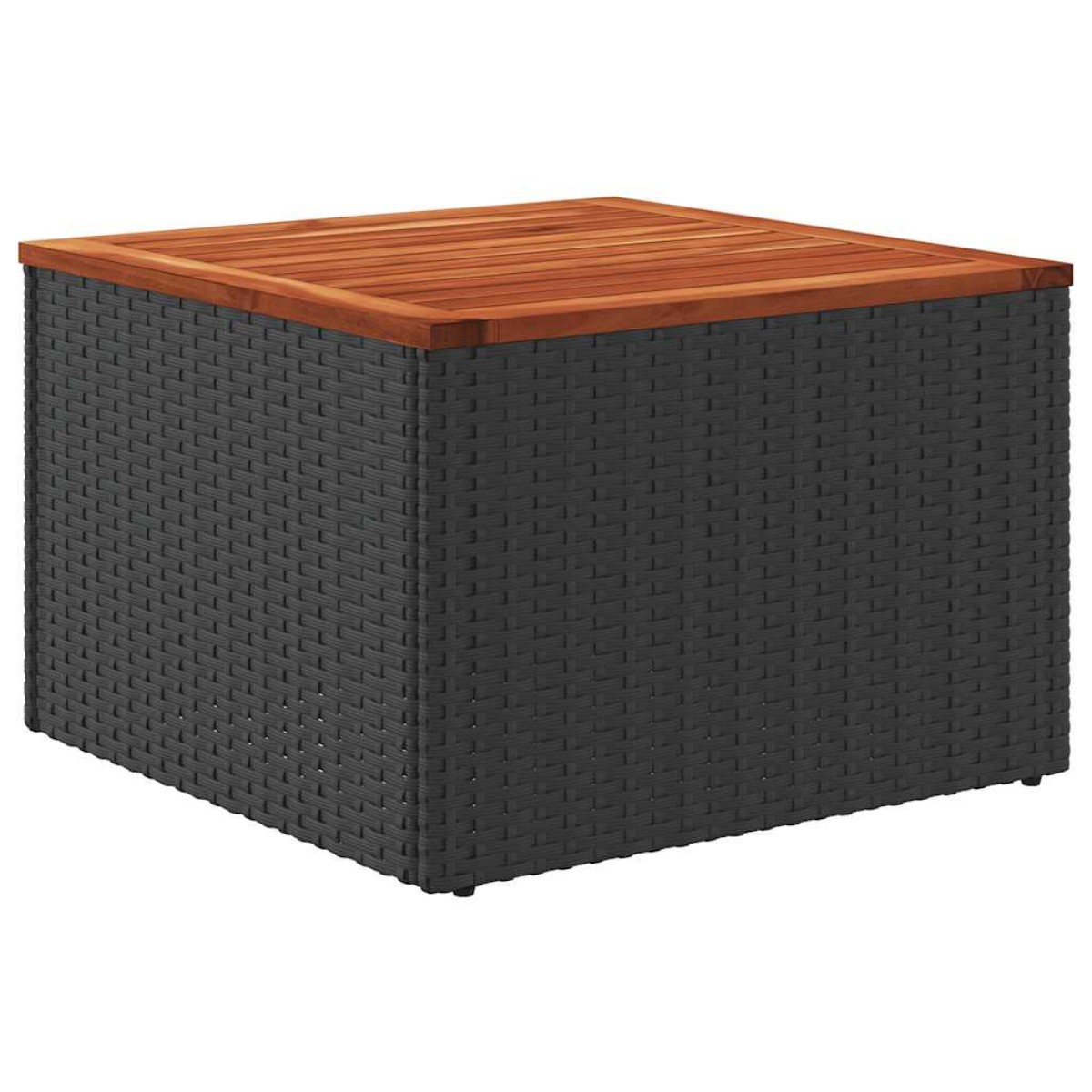 vidaXL Τραπέζι Κήπου Μαύρο 55x55x37 εκ. Συνθετικό Ρατάν / Ξύλο Ακακίας