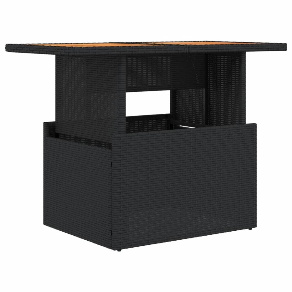 vidaXL Τραπέζι Κήπου Μαύρο 100x55x73 εκ. Συνθετικό Ρατάν/Ξύλο Ακακίας