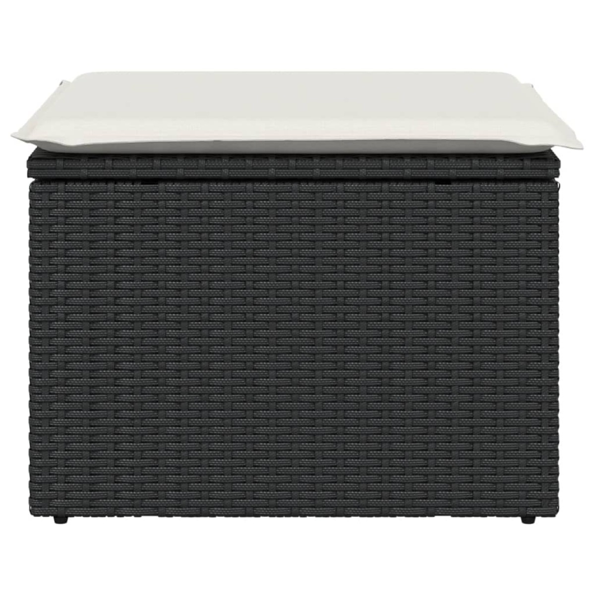vidaXL Υποπόδιο Κήπου Μαύρο 55x55x37 εκ. Συνθετικό Ρατάν με Μαξιλάρι