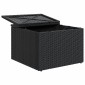 vidaXL Υποπόδιο Κήπου Μαύρο 55x55x37 εκ. Συνθετικό Ρατάν με Μαξιλάρι