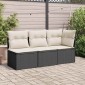 vidaXL Καρέκλα Κήπου Χωρίς Μπράτσα Μαύρος Συνθετικό Ρατάν με Μαξιλάρια
