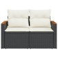 vidaXL Καναπές Κήπου Διθέσιος Μαύρος από Συνθετικό Ρατάν με Μαξιλάρια