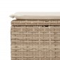 vidaXL Υποπόδιο Κήπου Μπεζ 55x55x37 εκ. Συνθετικό Ρατάν με Μαξιλάρι